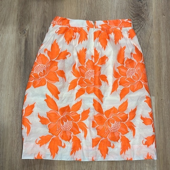 Stunning Embroidered Bright Orange and Cream Pencil Skirt Lined 00 - Picture 4 of 6